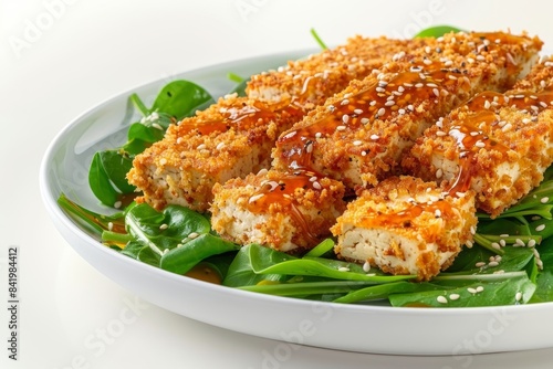 Golden-Brown Baked Tofu Tenders with Apricot Sesame Sauce