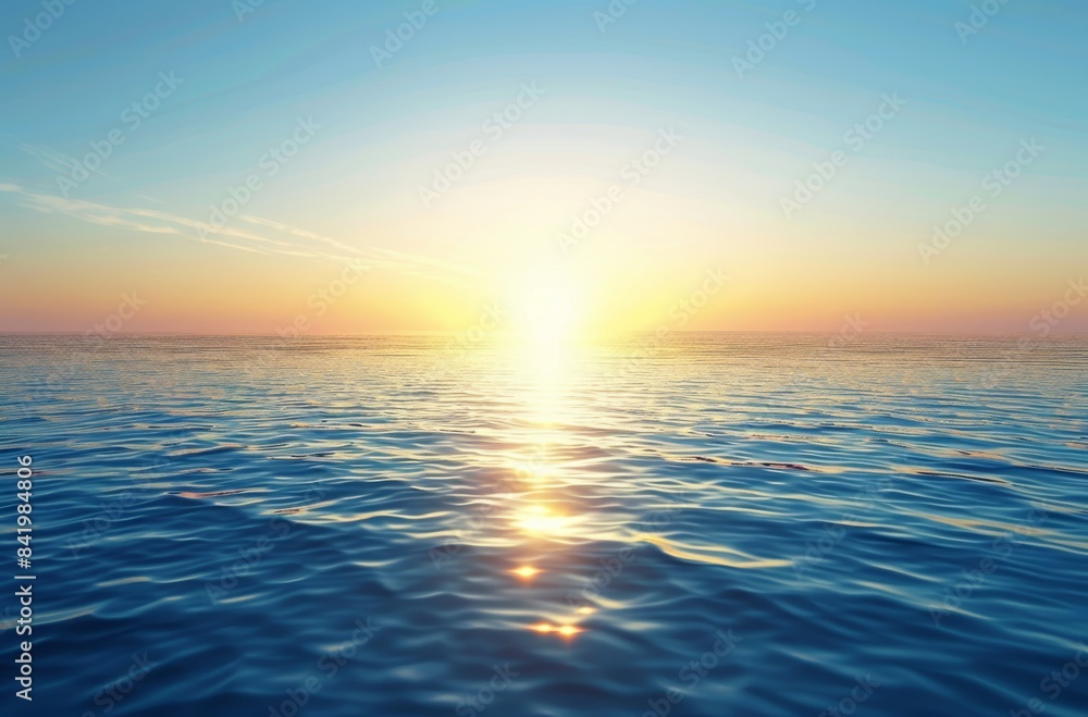 A serene sunrise over the calm sea A serene sunrise over the calm sea