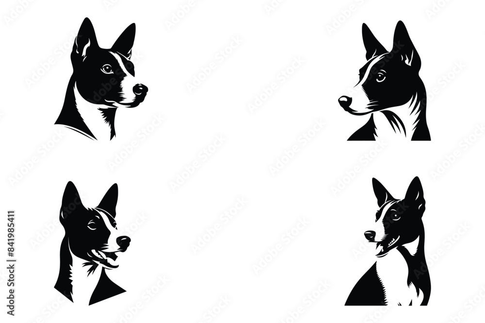Basenji Dog Head Vector Silhouette Illustration Basenji Dog Head Vector Silhouette Illustration