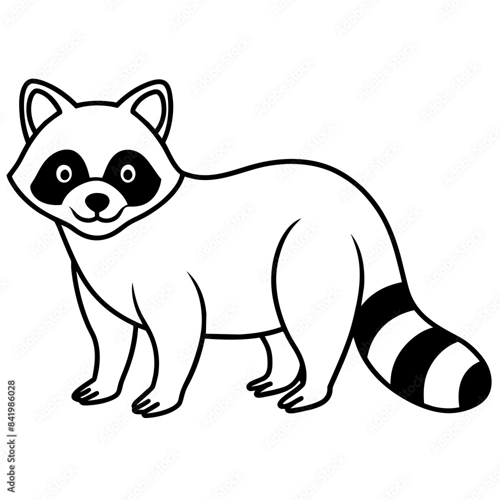 Raccoon vector silhouette on white background Raccoon vector silhouette on white background