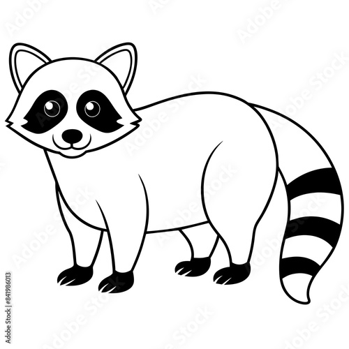 Raccoon vector silhouette on white background 