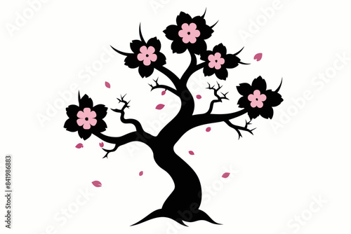 Vintage Cherry Blossom vector illustration on white background 