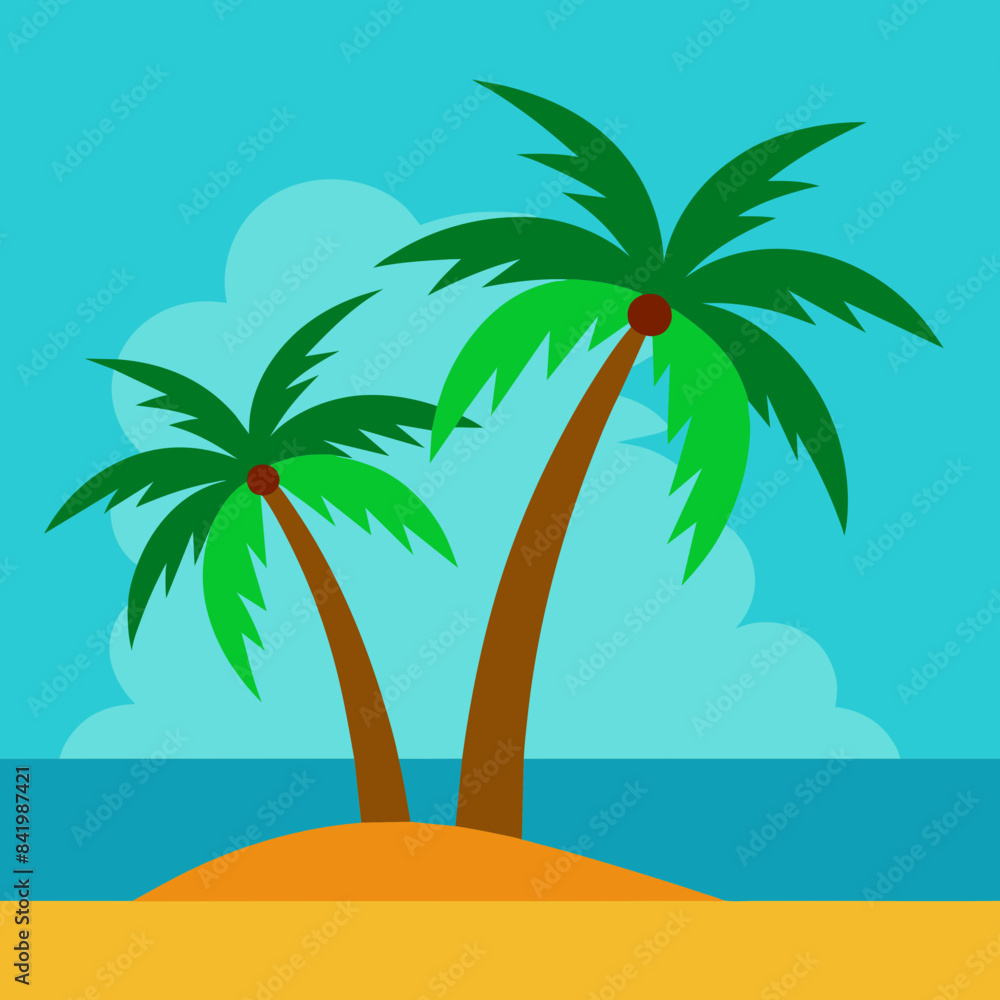 Coconut trees by the seaside vector illustration Coconut trees by the seaside vector illustration