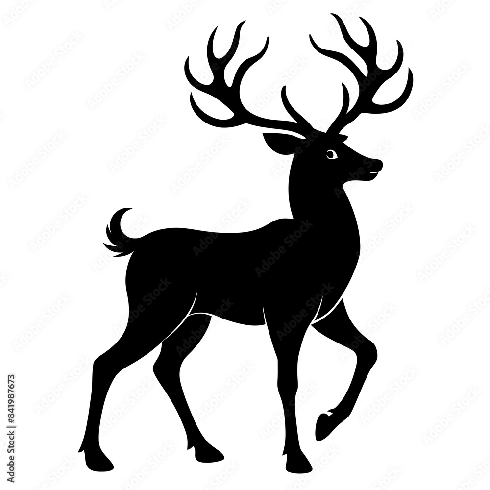 Naklejka premium Reindeer vector silhouette on white background 