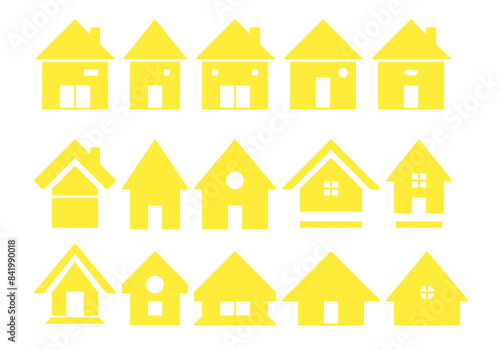 yellow house icon sheet, home page icon button vector
