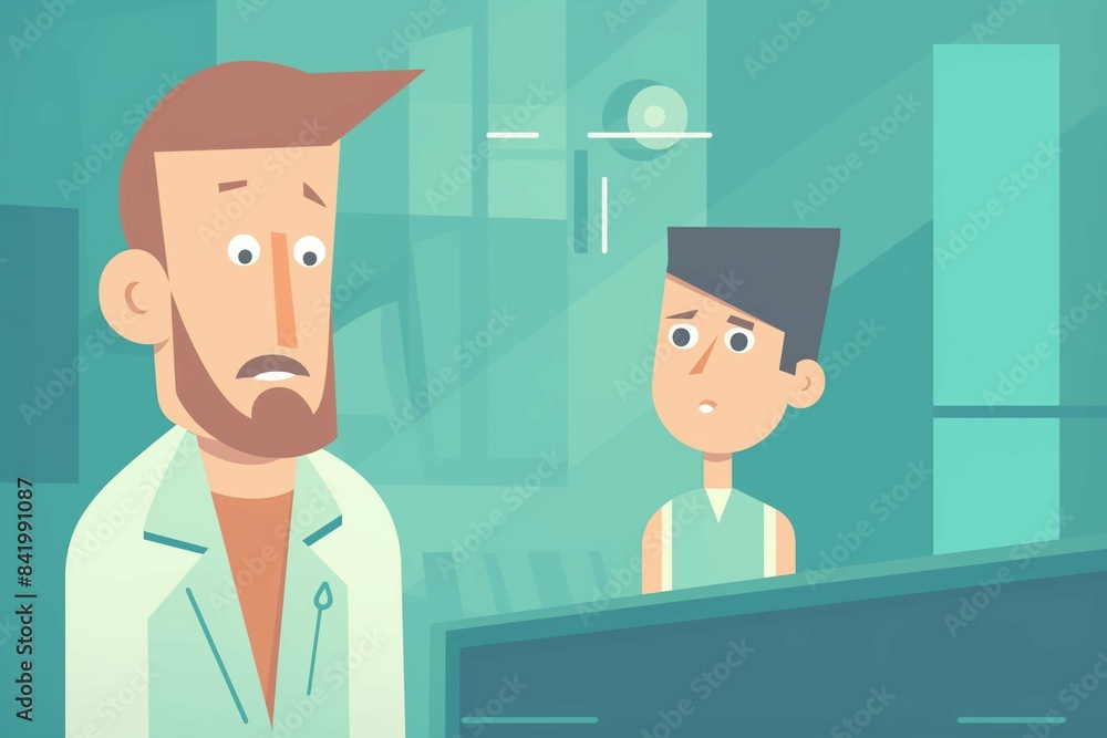 The doctor and a patient are in the hospital The doctor and a patient are in the hospital