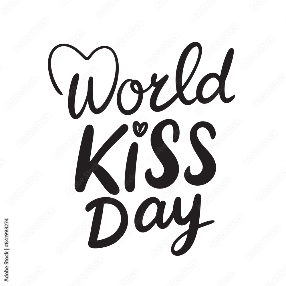 World Kiss Day text banner lettering black. Hand drawn vector art. World Kiss Day text banner lettering black. Hand drawn vector art.