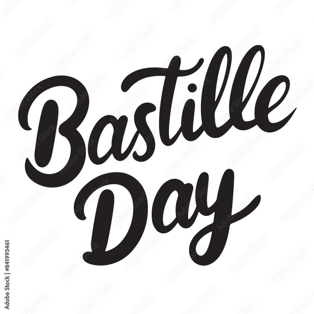 Happy Bastille Day text banner lettering black. Hand drawn vector art. Happy Bastille Day text banner lettering black. Hand drawn vector art.