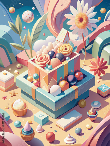 Surreal Candy Land Dreamscape with Colorful Confectionery