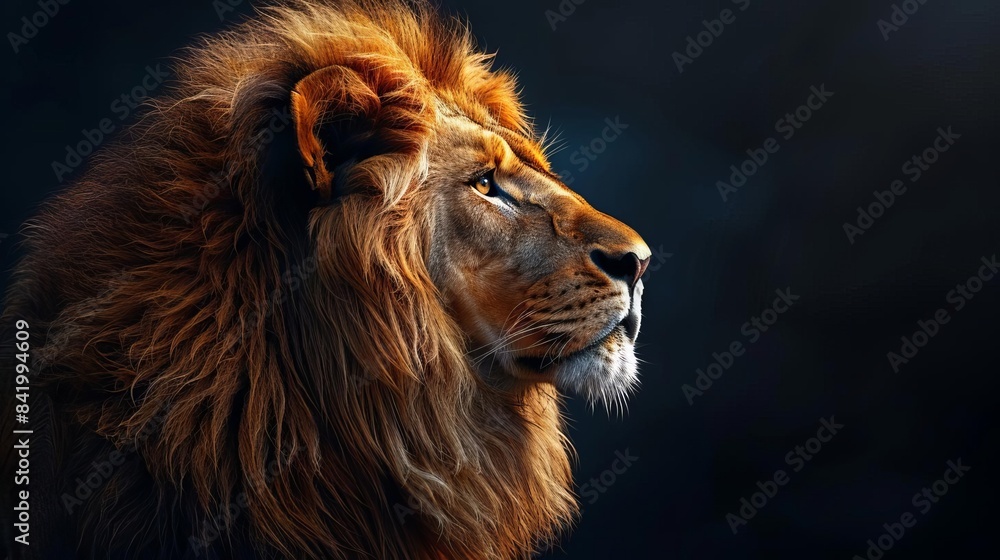 Obraz premium Majestic lion portrait with a powerful gaze
