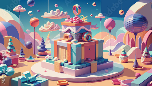 Surreal Birthday Celebration in Candyland with Vibrant Balloons