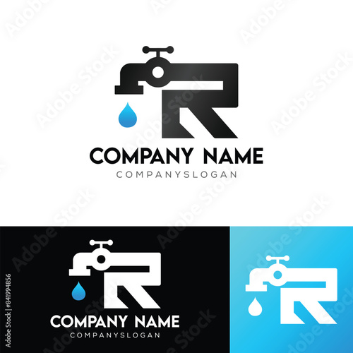 Vector Letter R Plumbing Logo Design Illustration
