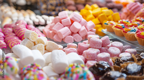 Delicie-se com uma deliciosa variedade de doces como marshmallows photo