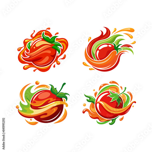 set of  tomato sauce logo 