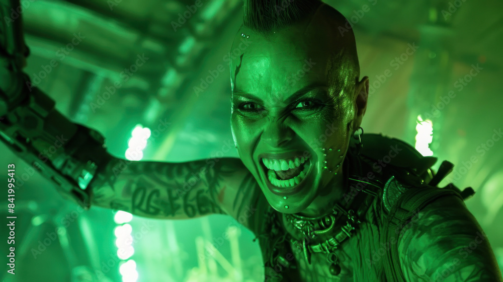 Mysterious Cybernetic Femme Fatale Portrait, People of the Wasteland, Post-apocalyptic world, Desolation and Savagery, cinematographic imagery. Mysterious Cybernetic Femme Fatale Portrait, People of the Wasteland, Post-apocalyptic world, Desolation and Savagery, cinematographic imagery.
