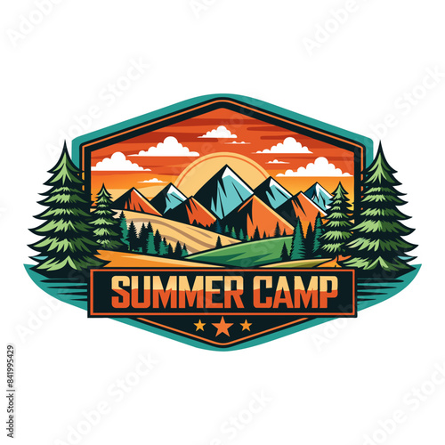 summer camping outdoor logo vector	