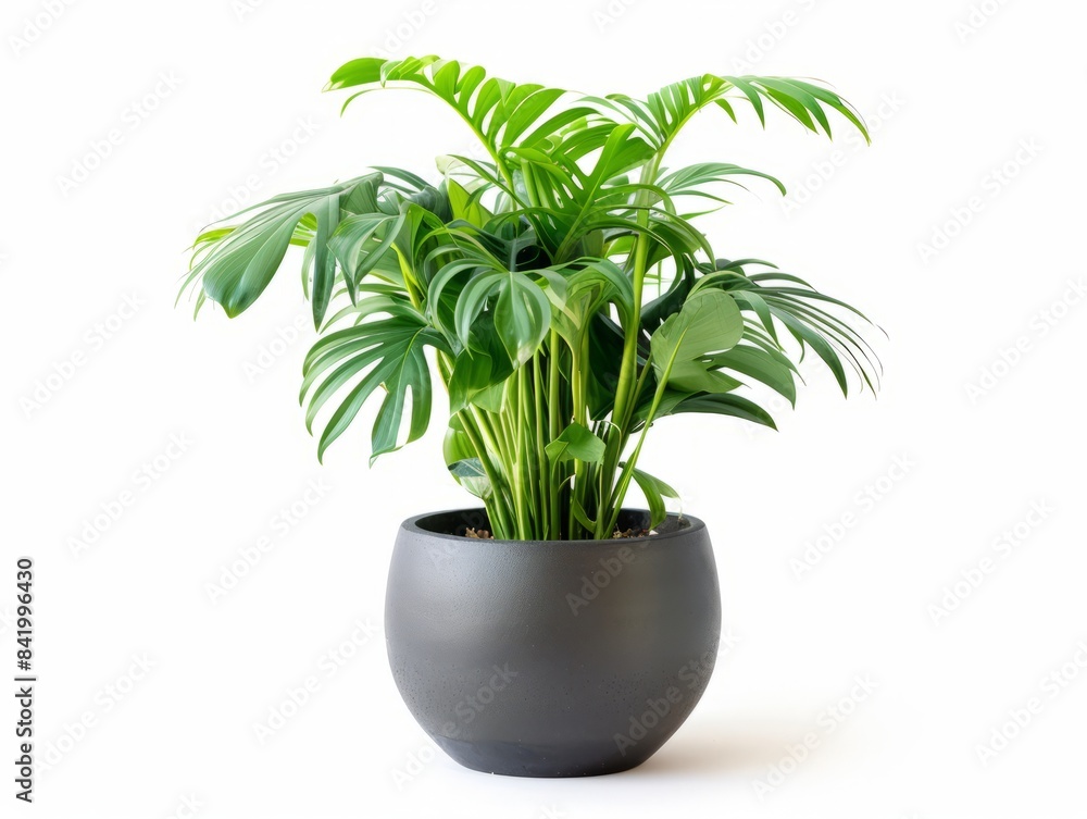 A vibrant plant in a stylish pot, set against a clean white background. A vibrant plant in a stylish pot, set against a clean white background.