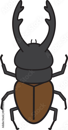 Stag beetles Lucanus cervus cartoon icon.