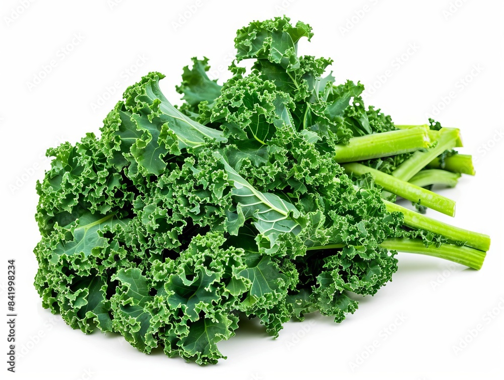 A fresh bunch of kale leaves isolated on a white background. A fresh bunch of kale leaves isolated on a white background.
