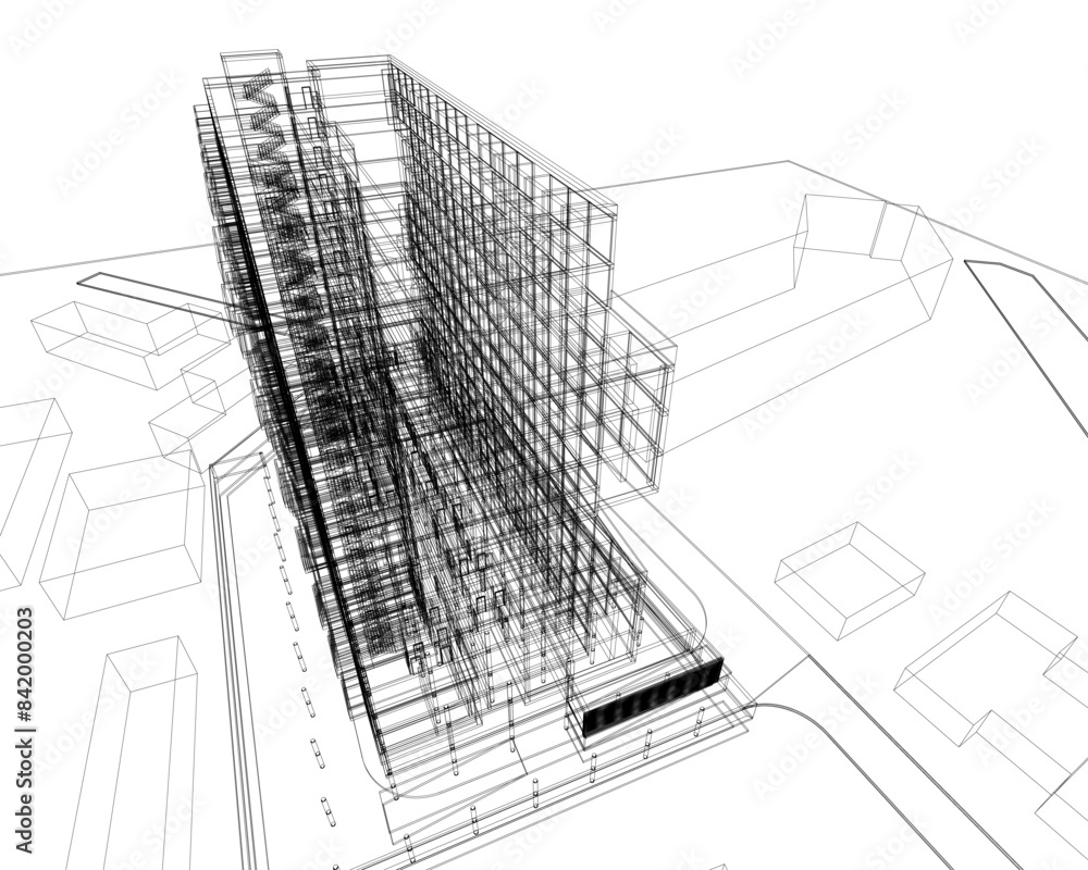 modern architecture project 3d illustration modern architecture project 3d illustration