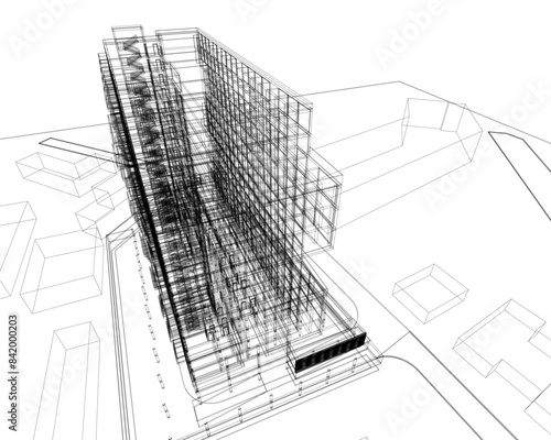 modern architecture project 3d illustration