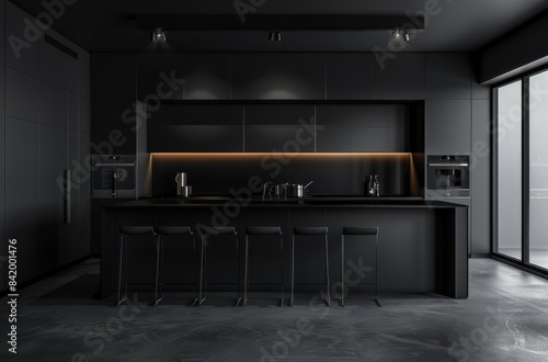Wallpaper Mural Black kitchen interior design with a modern minimalist style  Torontodigital.ca