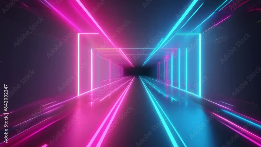neon lights purple and blue glowing room space corridor tunnel background animation - 4k new colorful dynamic stock video footage AI neon lights purple and blue glowing room space corridor tunnel background animation - 4k new colorful dynamic stock video footage AI