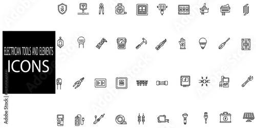 Electrician Tools and Elements Icon Pack.
