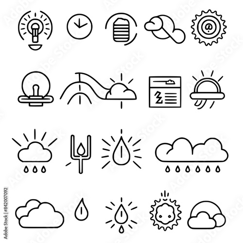 Rain icon, storm icon, weather icon, climate icon, meteorology icon, wind icon, snow icon, moon icon, thunderstorm icon, temperature icon, sun icon, cloud icon, nature icon, sky icon, winter icon, clo