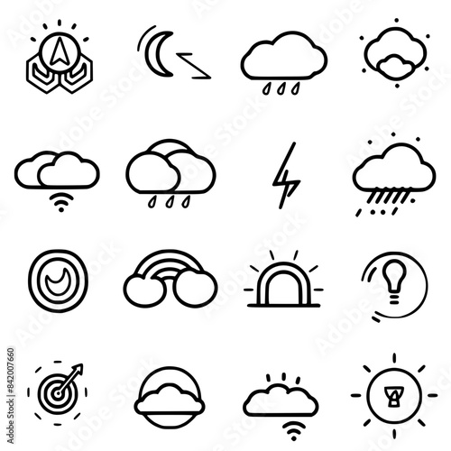 Rain icon, storm icon, weather icon, climate icon, meteorology icon, wind icon, snow icon, moon icon, thunderstorm icon, temperature icon, sun icon, cloud icon, nature icon, sky icon, winter icon, clo