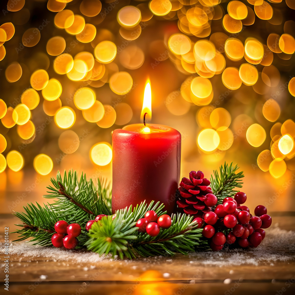 Christmas candles with bokeh background. Christmas Ligths and Candles Christmas candles with bokeh background. Christmas Ligths and Candles