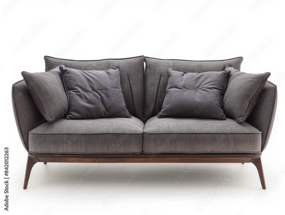 Obraz premium Modern textile sofa on isolated white background.