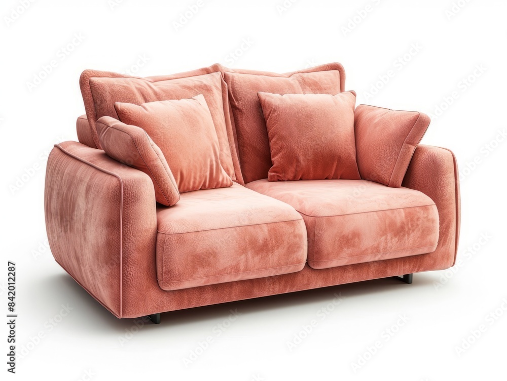 Fototapeta premium Modern textile sofa on isolated white background.