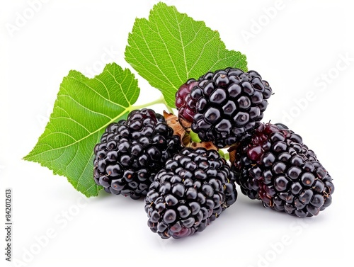 Bunch of mulberries with gr...