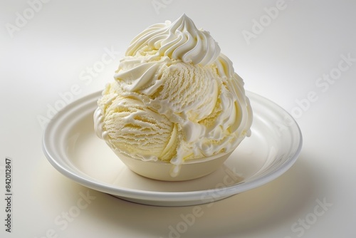 Delicious Banana Ice Cream with Whipped Cream Swirl