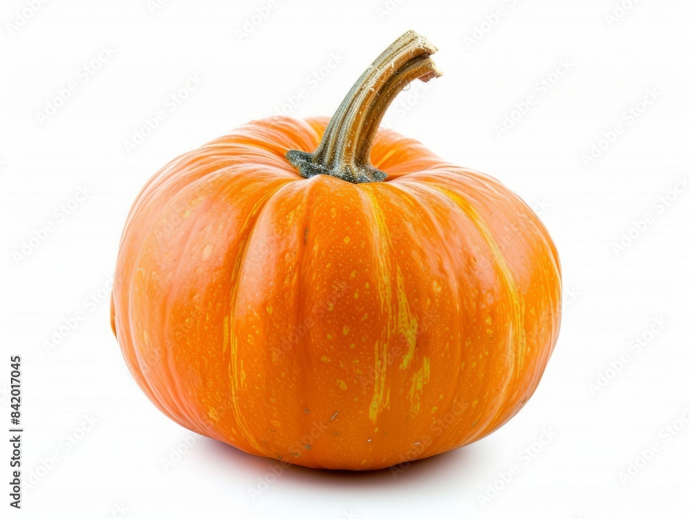 Pumpkin with a green stem, isolated on a white background. Pumpkin with a green stem, isolated on a white background.