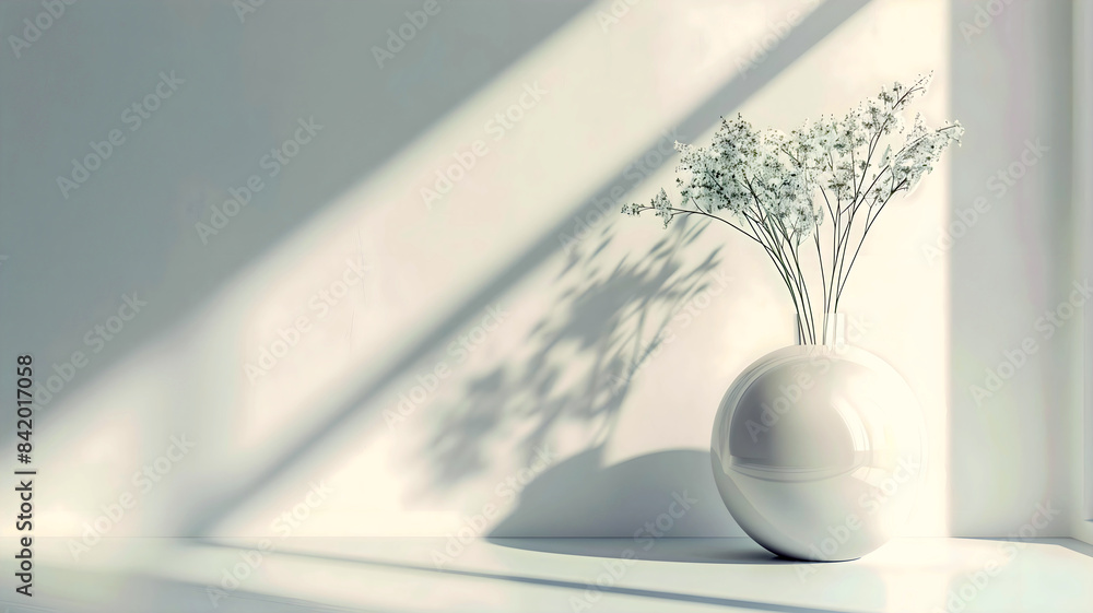 House plant on blank wall background, aesthetic banner with copy space text, wall mock up, template