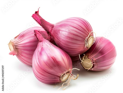 Shallot onions on a white b...