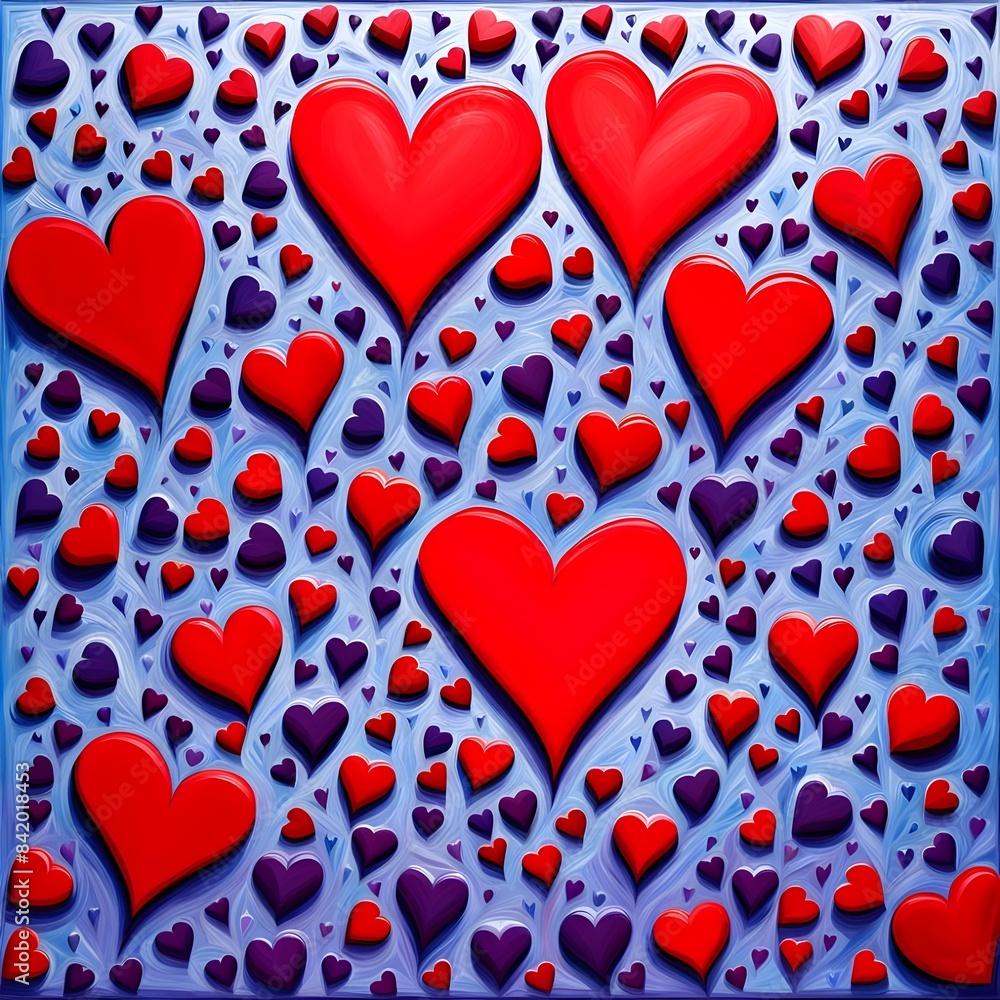 Red and Purple Heart Collage on Blue Background
Red and Purple Heart Collage on Blue Background