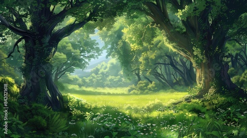 A green tree filled forest scenery
