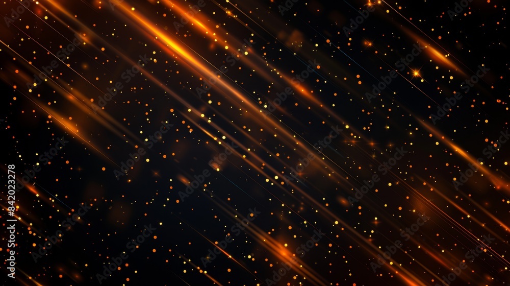 Fototapeta premium Golden Light Streaks and Particles Background, Generative AI