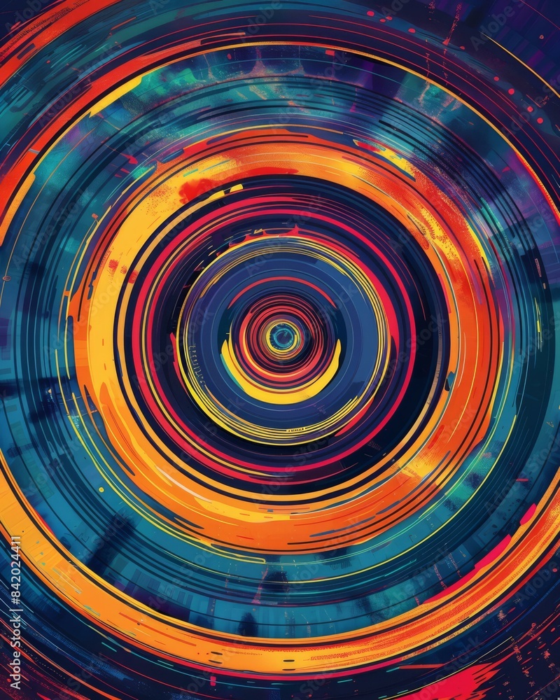 Fototapeta premium Vibrant Abstract Circular Pattern, Modern Art Design