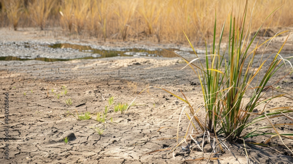 Grass in a drought stricken wetland Grass in a drought stricken wetland