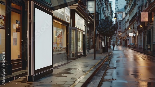 Wallpaper Mural Vertical billboard at a bus stop on a quiet commercial street, storefronts shut. Torontodigital.ca