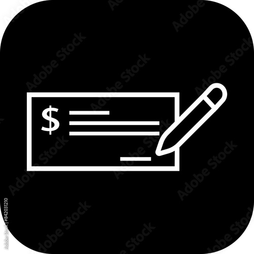 Payment check icon in flat style. vector for apps or website bank cheque symbol. paycheck sign in black Bank Check related glyph icon. Isolated on transparent background.