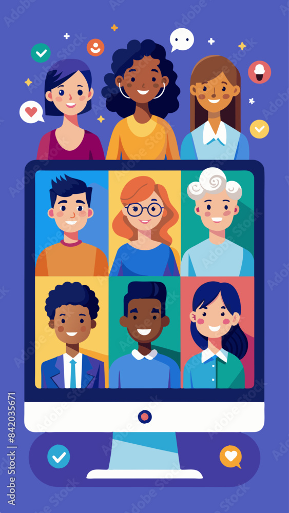 Group of people in a video conference call vector Group of people in a video conference call vector