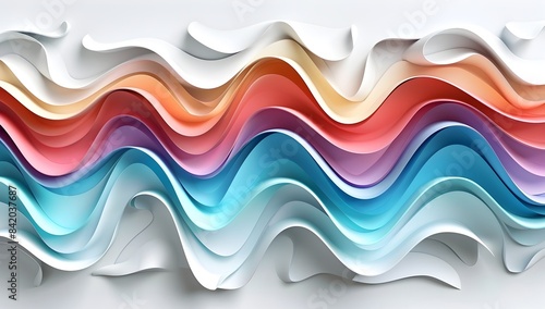 Abstract colorful wave shapes background vector presentation design, white background ,8k, realistic, detailed, no text 