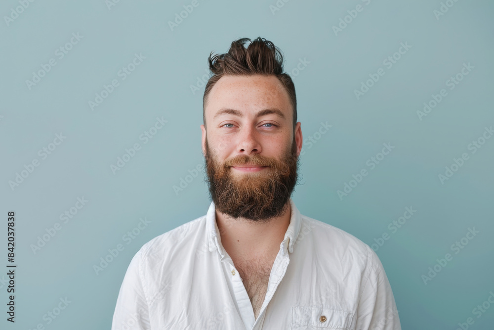 Obraz premium A close up portrait of a young man with a subtle smile