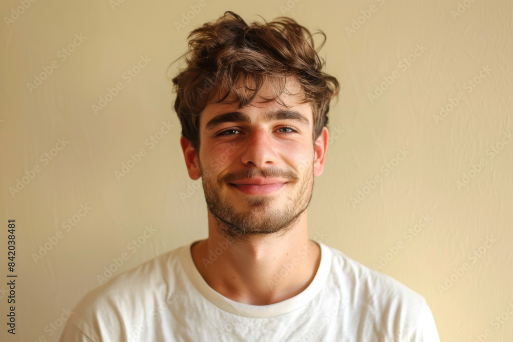 Fototapeta premium A close up portrait of a young man with a subtle smile