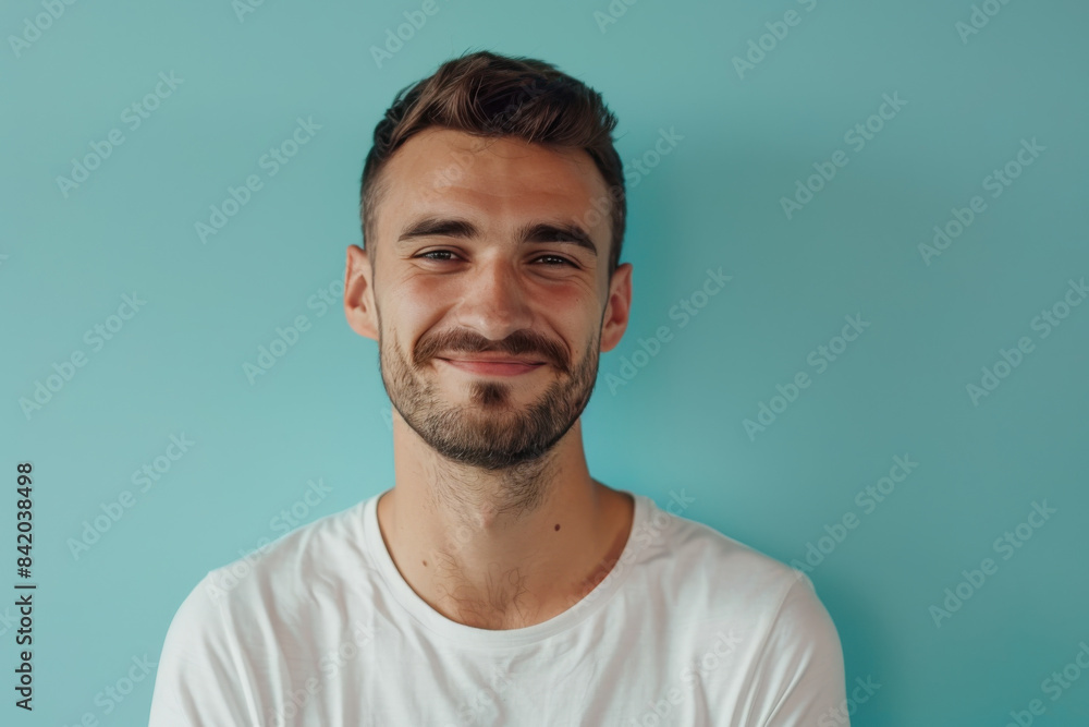Obraz premium A close up portrait of a young man with a subtle smile